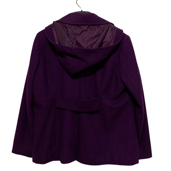 Apostrophe Womens Pea Coat 16W 18W Aubergine Purple Vibrant Academia Wool Blend - Picture 3 of 8